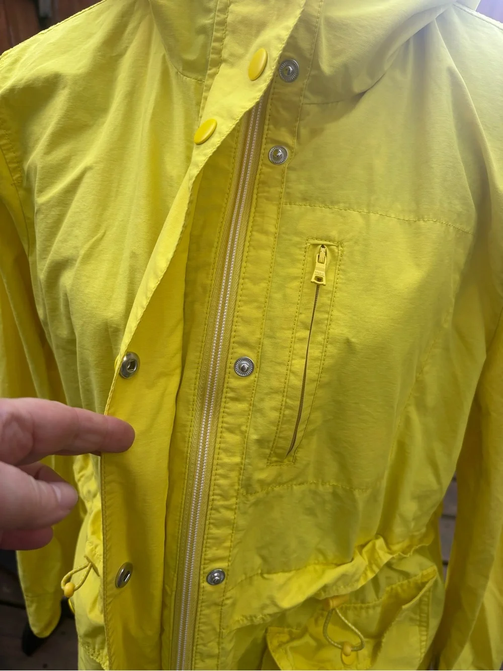 J.Crew Yellow Hooded Utility Anorak Jacket Raincoat Utility Pocket Size M